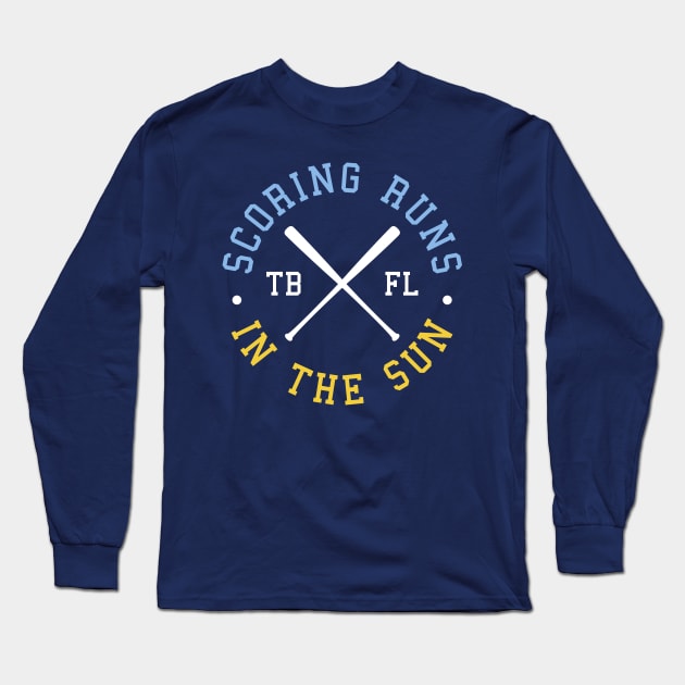 Tampa Bay 'Scoring Runs in the Sun' Baseball T-Shirt: Celebrate Tampa's Love for Baseball with Sunny Style! Long Sleeve T-Shirt by CC0hort